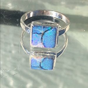 BOUTIQUE STERLING OPAL 925 SILVER RING, SIZE 9